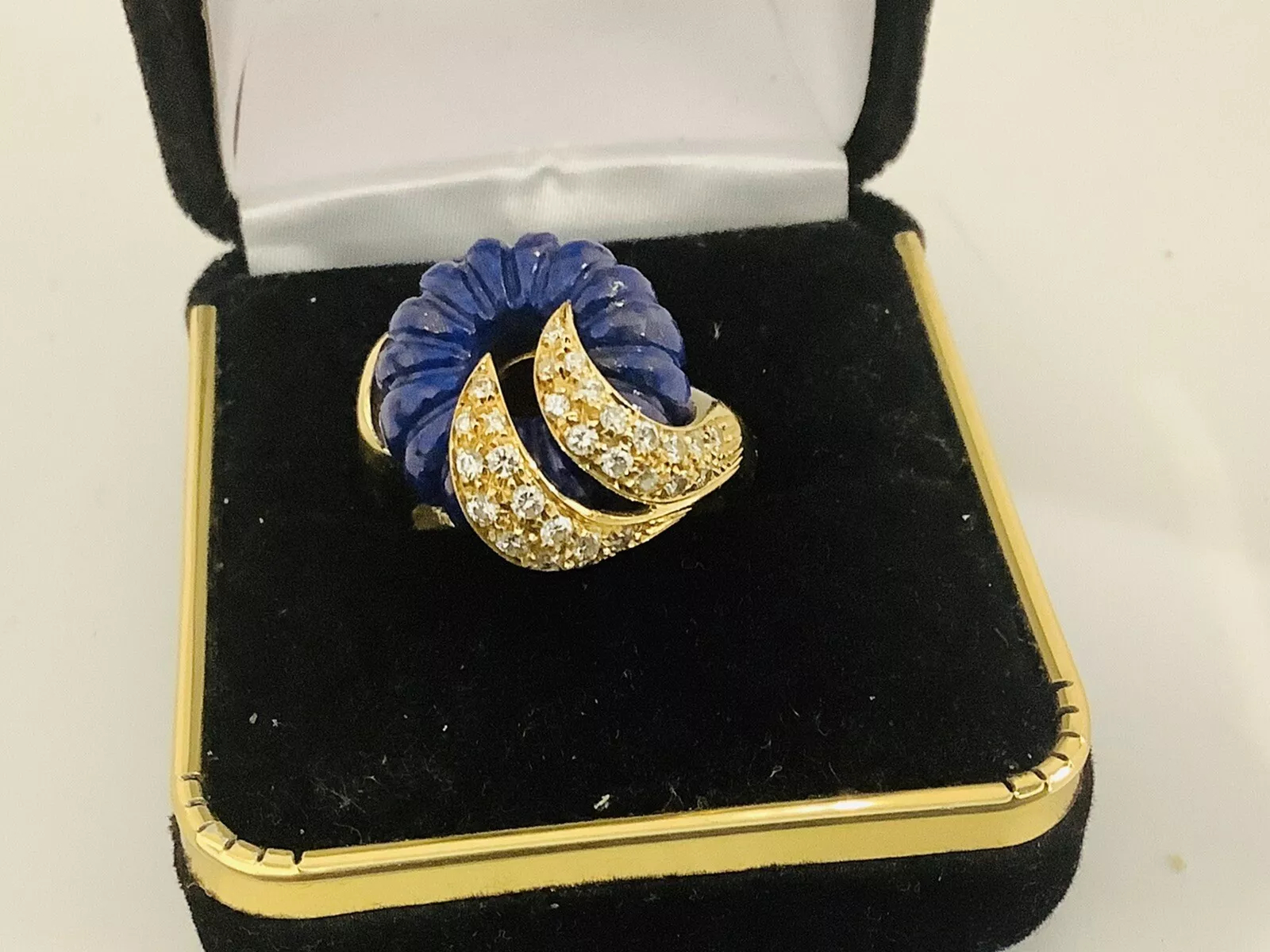 Blue Lapis, diamonds Vintage Ring - Image 4