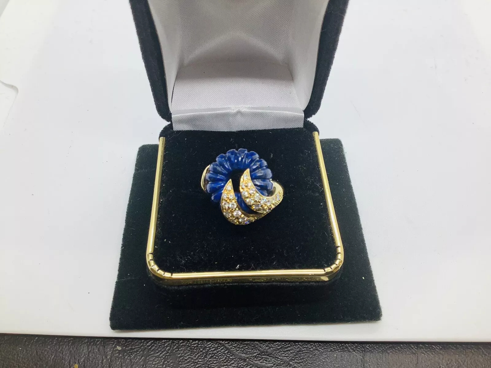 Blue Lapis, diamonds Vintage Ring - Image 5