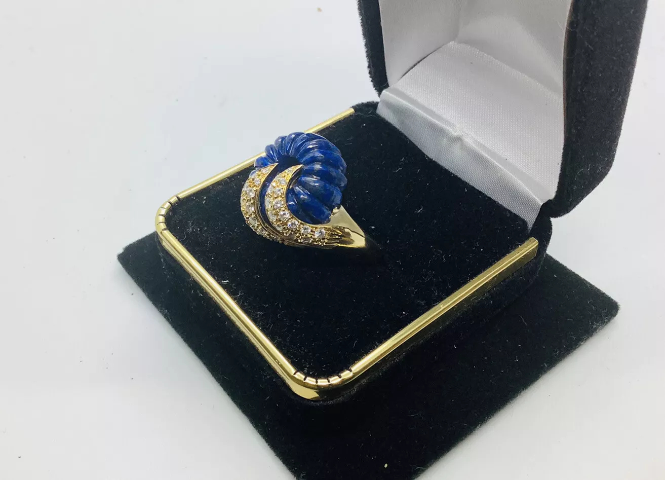 Blue Lapis, diamonds Vintage Ring - Image 7