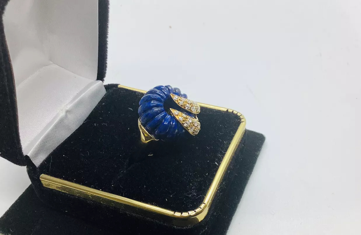 Blue Lapis, diamonds Vintage Ring - Image 8