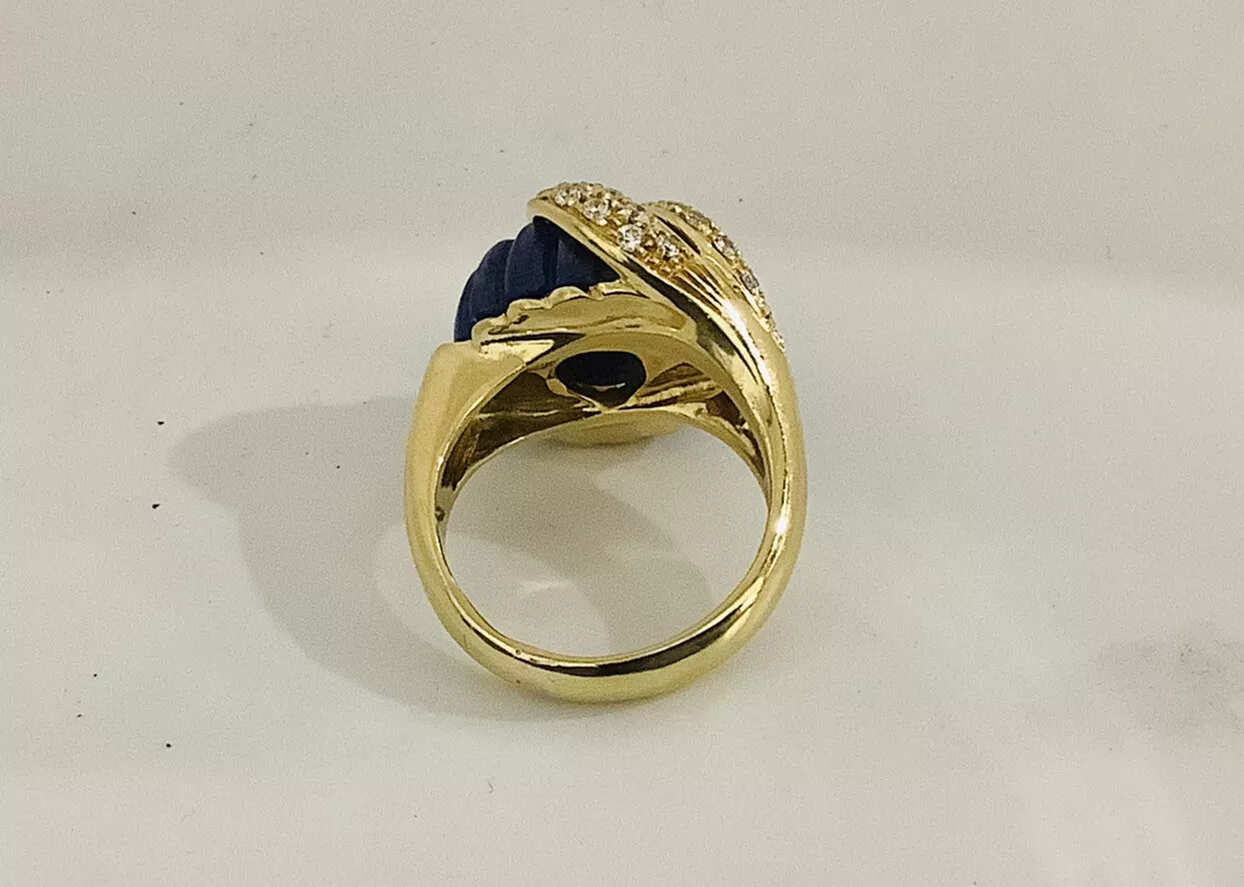 Blue Lapis, diamonds Vintage Ring - Image 9