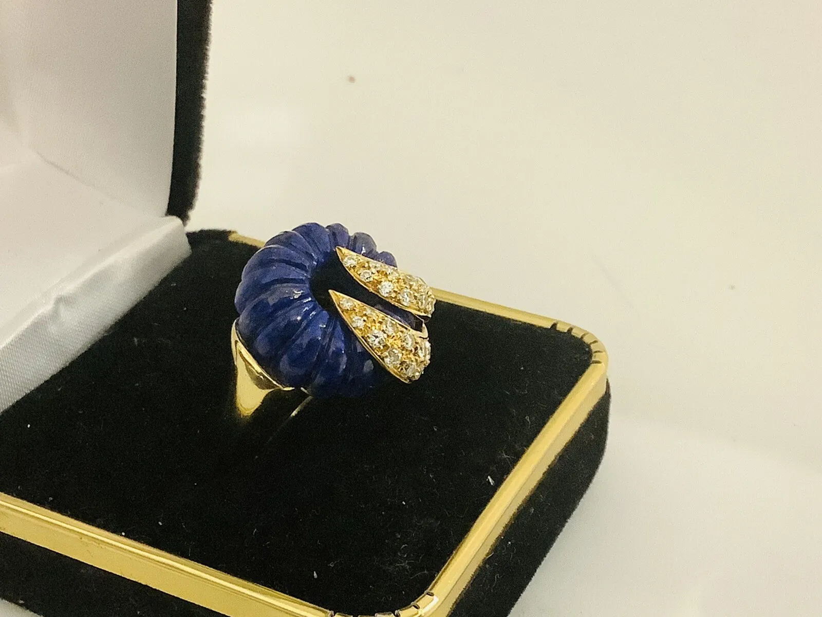 Blue Lapis, diamonds Vintage Ring - Image 12