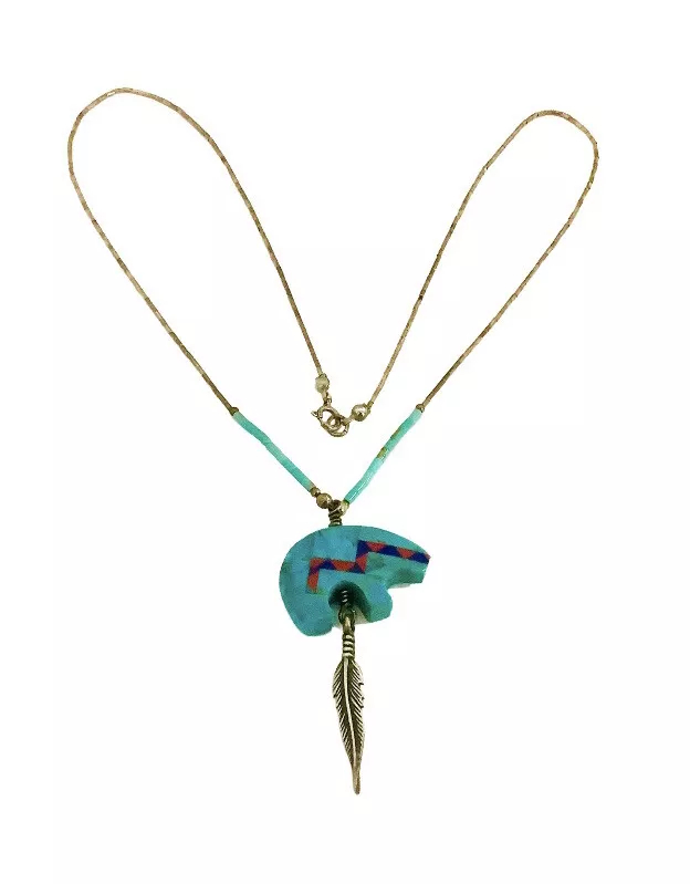 Navajo Spirit Bear multi stone Turquoise Necklace 20" - Image 3