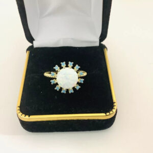 Australian Opal Gemstone Ring. Silver 14k gold overlay