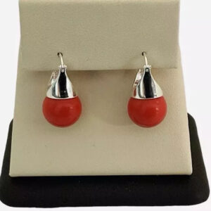 Red Coral Dangle Statement Earrings