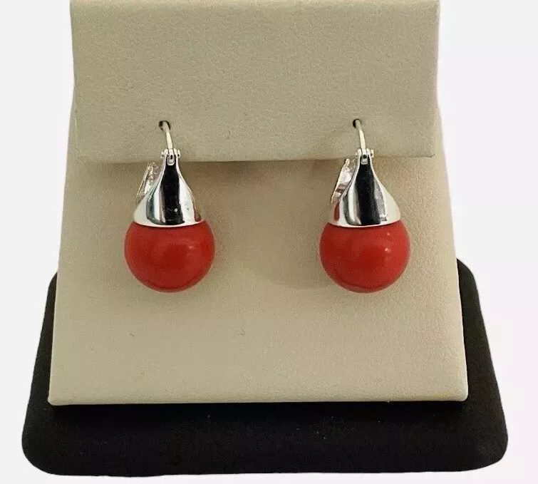Red Coral Dangle Statement Earrings