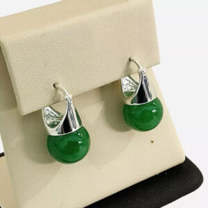 Green Jade Dangle Statement Earrings