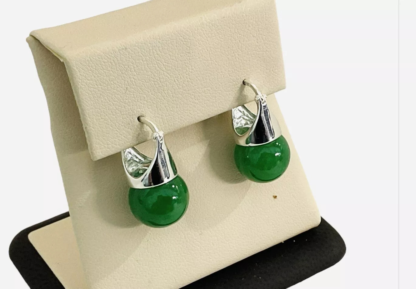 Green Jade Dangle Statement Earrings