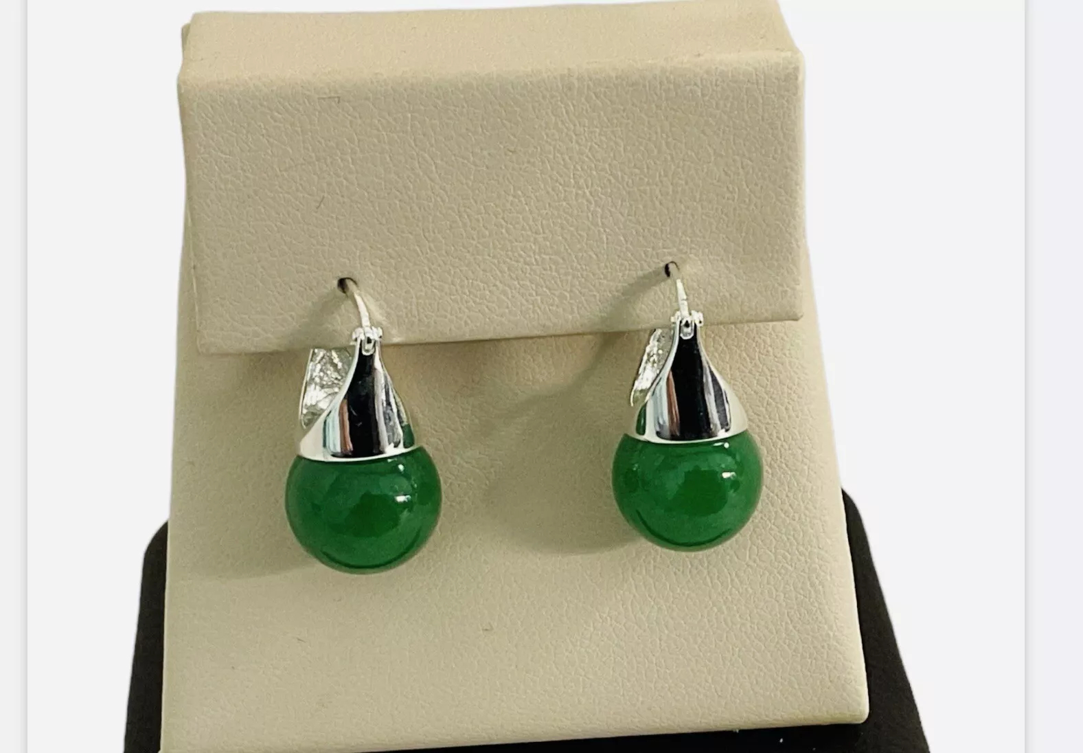 Green Jade Dangle Statement Earrings - Image 3