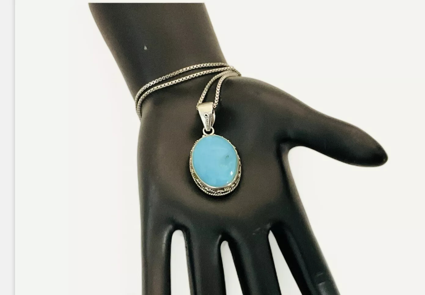 Turquoise, Blue Pendant, Necklace 16” - Image 3