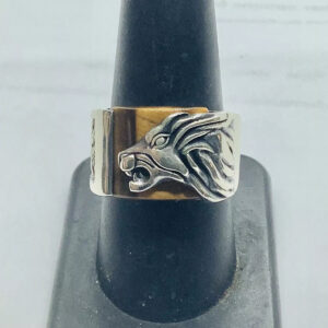 Silver Lion Gemstone Men’s Ring