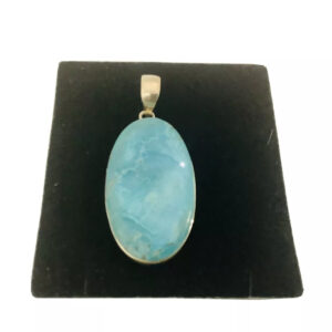 15ct Rare Neon Blue Apatite, handcarved Pendant, necklace 18”