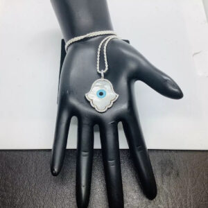 Mother of Pearl Evil Eye Pendant, Necklace 18”