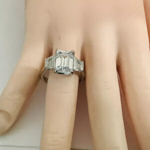 CZ Emerald Cut 3ct Engagement Ring