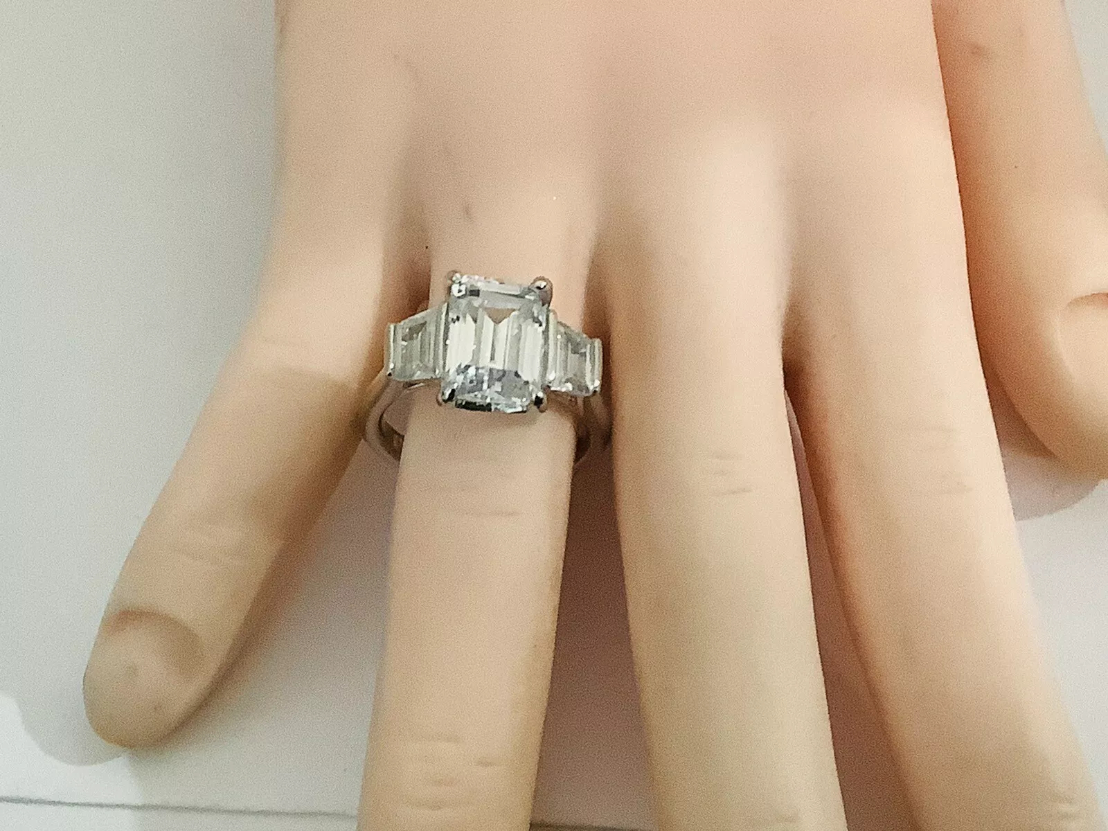 CZ Emerald Cut 3ct Engagement Ring