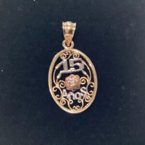 Tri-color 15 Anos Quinceanera Charm, Pendant. Small