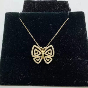 Diamonds Butterfly Pendant, Necklace 18”