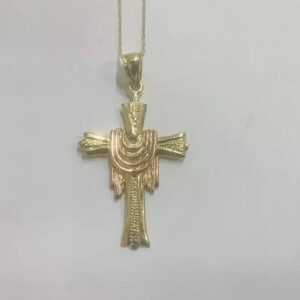Italian Gold Medium Size Cross Pendant, necklace 18”