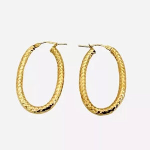 Italian Gold Shimmer Hoop Medium Size Dangle Earrings