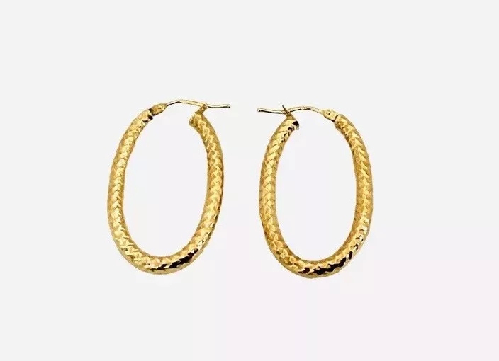 Italian Gold Shimmer Hoop Medium Size Dangle Earrings