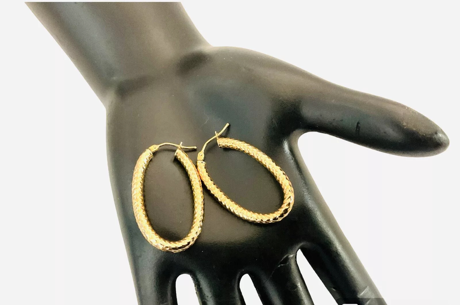 Italian Gold Shimmer Hoop Medium Size Dangle Earrings - Image 2