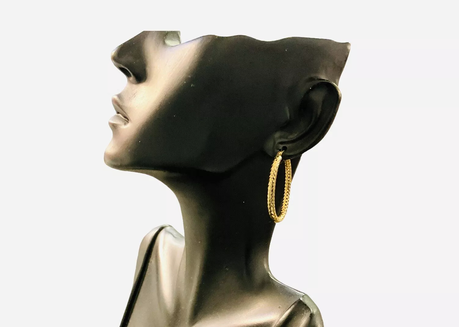 Italian Gold Shimmer Hoop Medium Size Dangle Earrings - Image 3
