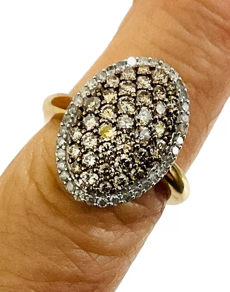 Diamond Champagne Statement Cocktail Ring - Image 3
