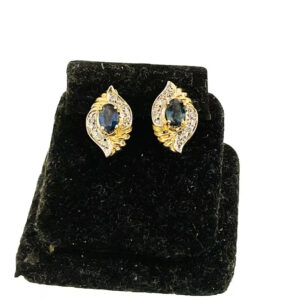 14k Gold Blue Sapphire Earrings
