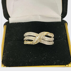Diamond Vintage 14k White / Yellow Gold Wedding Anniversary Swirl Ring Size7
