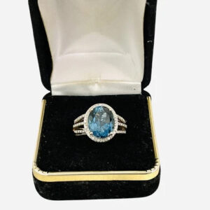 14k Gold London Blue Topaz Women Ring Size 7