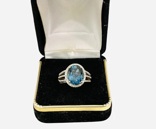 14k Gold London Blue Topaz Women Ring Size 7