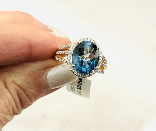 14k Gold London Blue Topaz Women Ring Size 7 - Image 3
