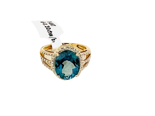 14k Gold London Blue Topaz Women Ring Size 7 - Image 4