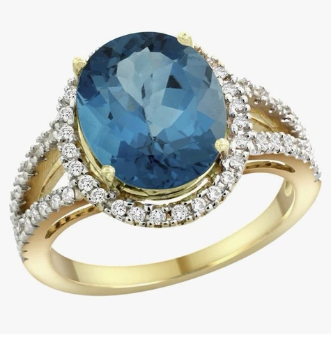14k Gold London Blue Topaz Women Ring Size 7 - Image 5