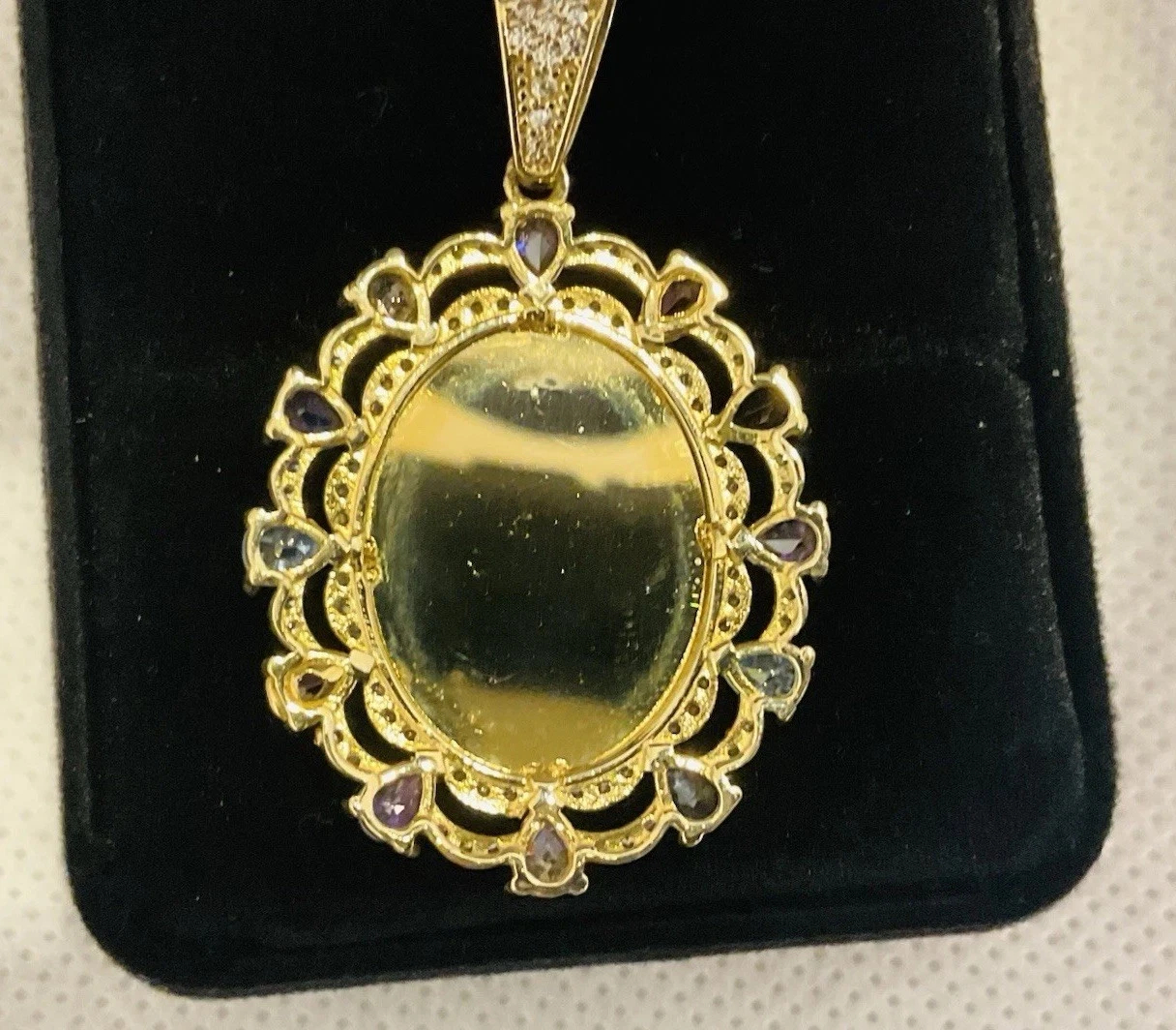 14k Gold Multi Color CZ Guadalupe Medium Size Pendant - Image 4