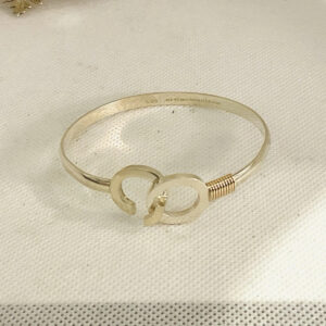 925 Sterling Silver 14k Gold Hook Eye Bangle Bracelet 6.5”